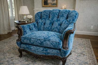 Customizable Louis XV Style Channel Back Bergere Armchair