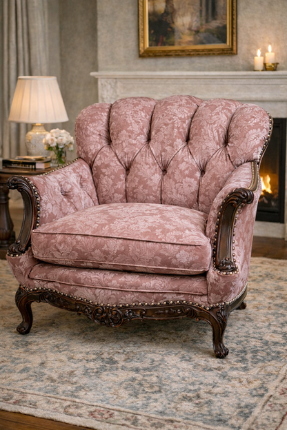 Customizable Louis XV Style Channel Back Bergere Armchair
