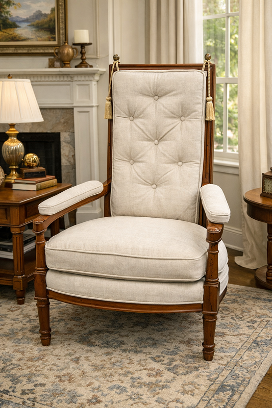 Customizable Mid-Century Tufted High-Back Armchair