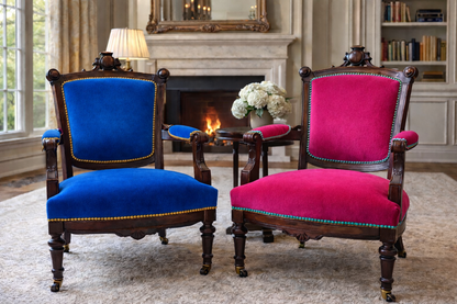 Customizable Pair of Victorian Renaissance Revival Parlor Chairs