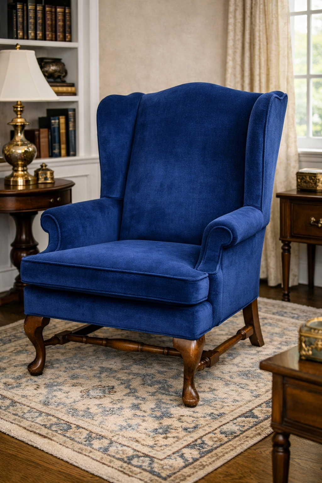 Customizable Queen Anne Wingback Armchair