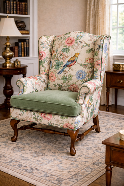 Customizable Queen Anne Wingback Armchair