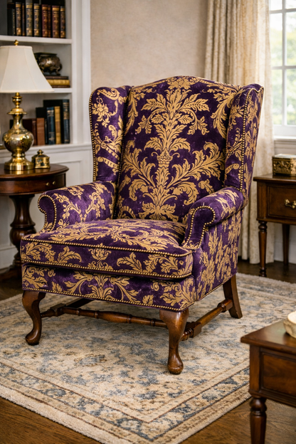 Customizable Queen Anne Wingback Armchair
