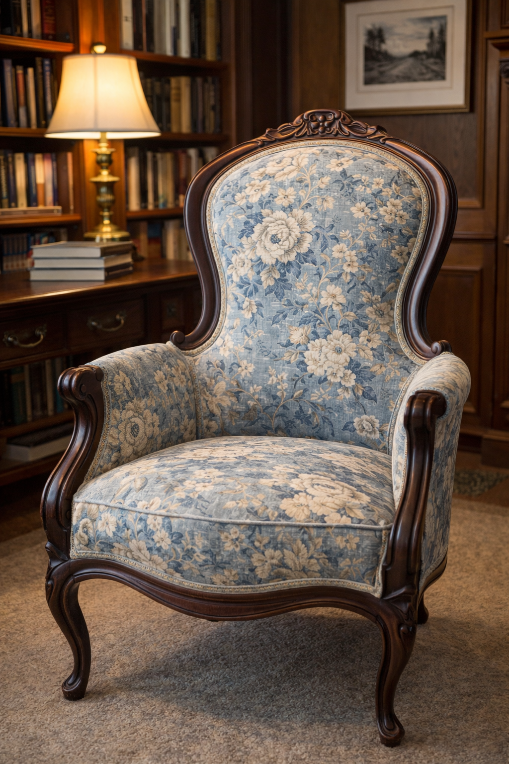 Customizable Victorian Balloon Back Parlor Chair