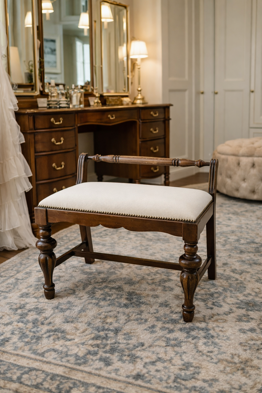 Customizable Victorian Revival Vanity Bench