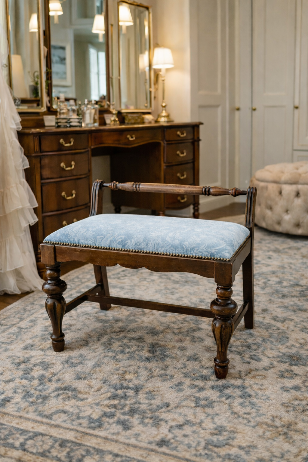 Customizable Victorian Revival Vanity Bench