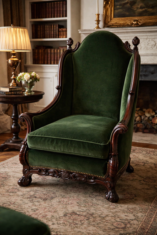 Customizable Victorian Rococo Revival Fireside Chair