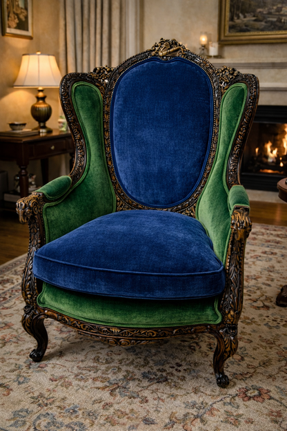 Customizable Victorian Rococo Revival Wingback Chair