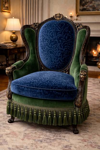 Customizable Victorian Rococo Revival Wingback Chair
