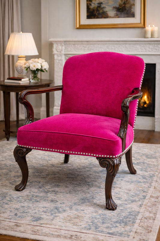 Customizable Vintage Chippendale-Style Library Chair