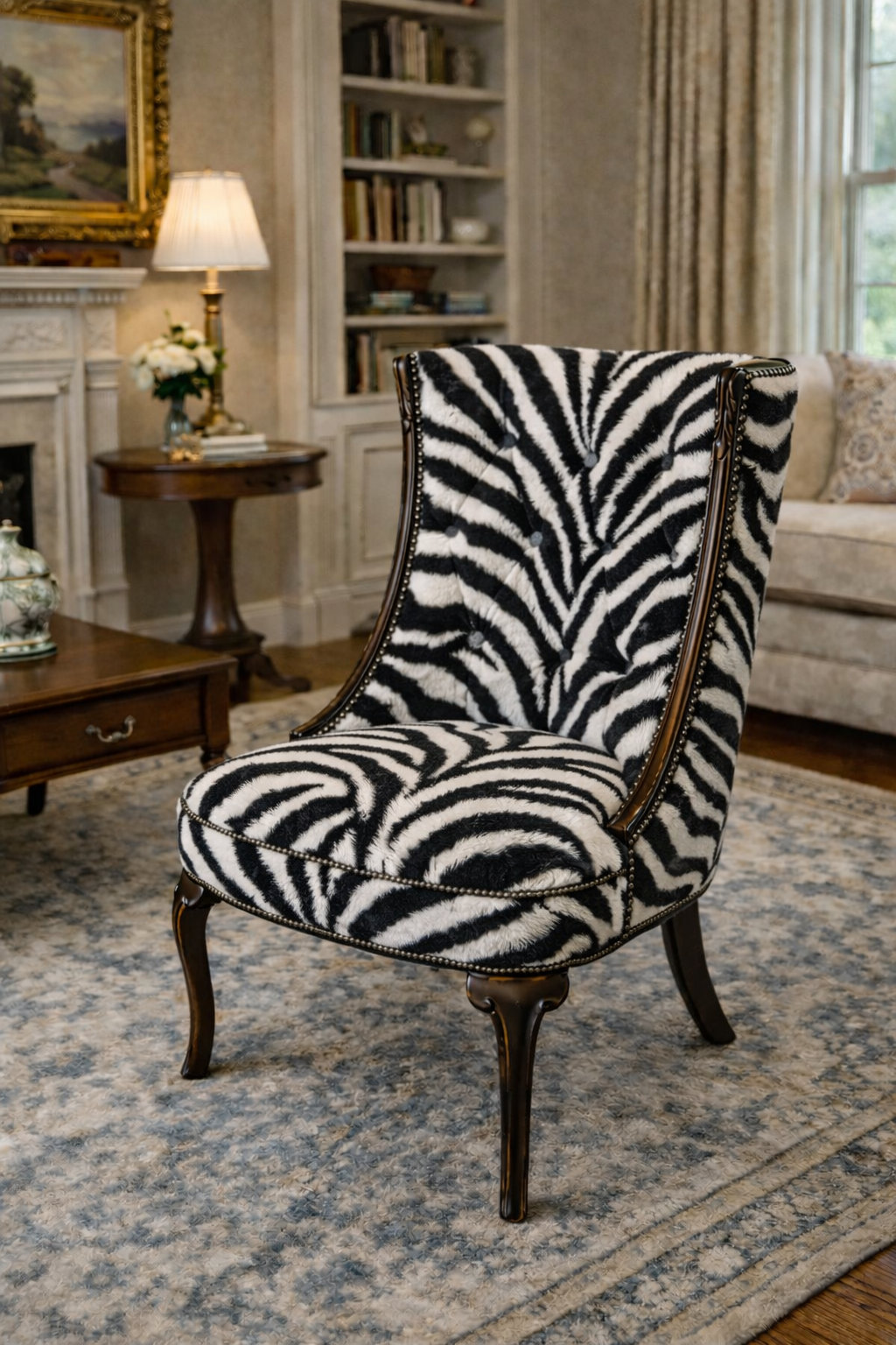 Customizable Vintage French-Style Slipper Chair