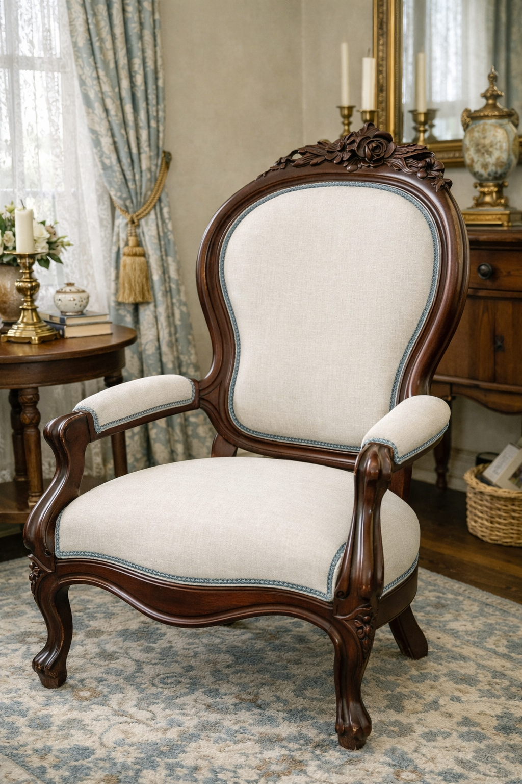 Customizable Vintage Victorian Parlor Armchair