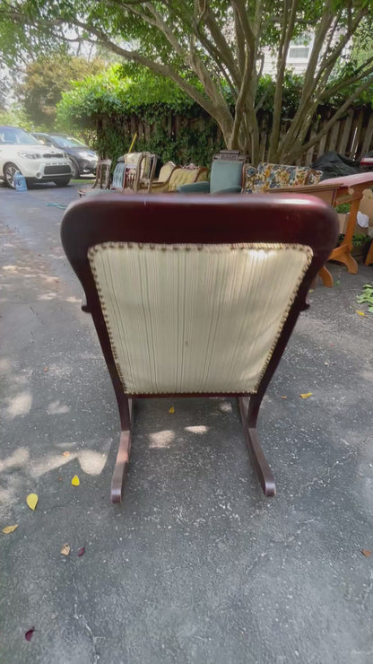 Customizable Vintage Carved Wood Rocking Chair
